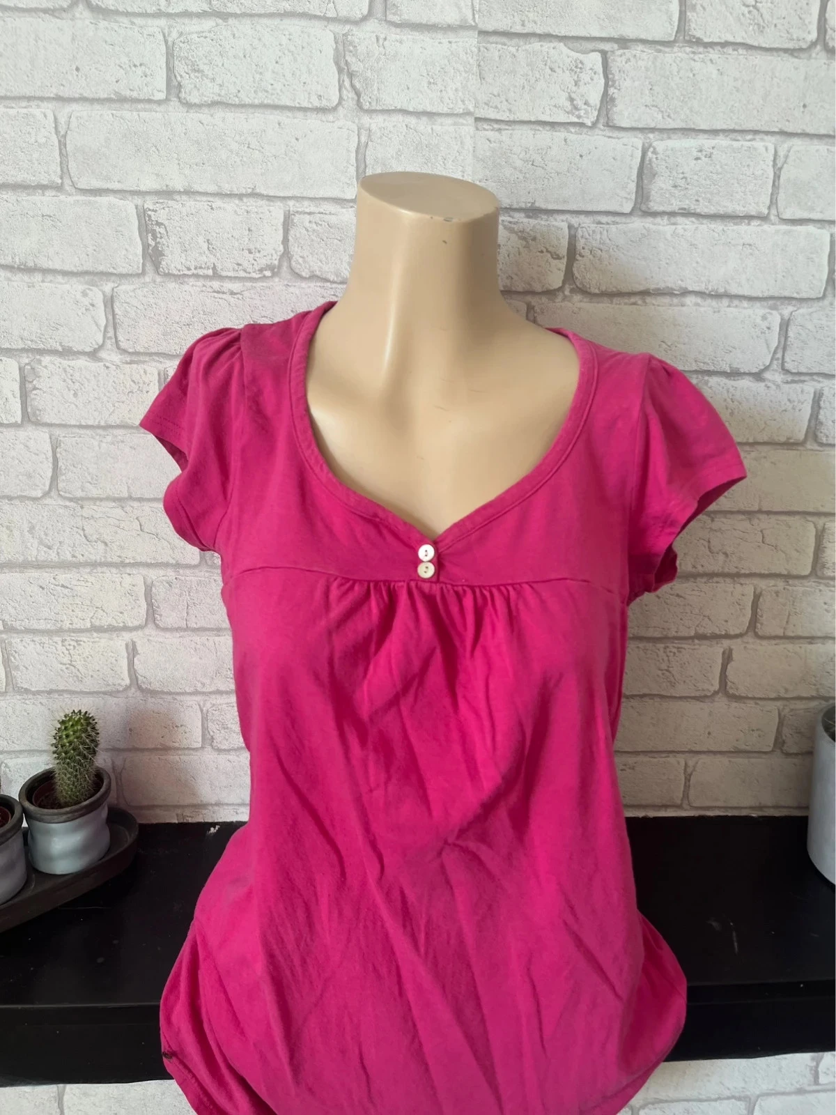 T-shirt femme rose fuchsia – Taille 38 –  bon état – photo 2